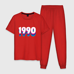 Пижама хлопковая мужская Made in 1990 vintage art, цвет: красный