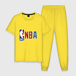 Пижама хлопковая мужская NBA - big logo, цвет: желтый