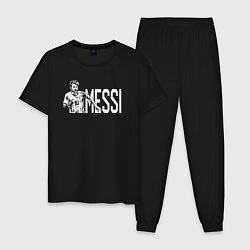 Пижама хлопковая мужская Football Messi, цвет: черный