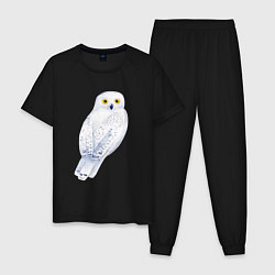 Пижама хлопковая мужская Белая полярная сова, цвет: черный