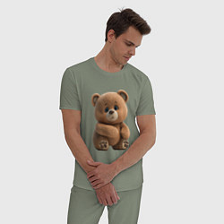 Пижама хлопковая мужская Большой плюшевый мишка, цвет: авокадо — фото 2