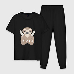 Пижама хлопковая мужская Sloth, цвет: черный