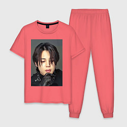 Пижама хлопковая мужская Handsome Jimin, цвет: коралловый