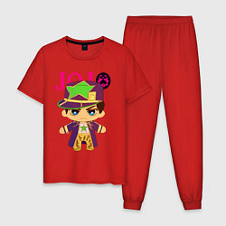 Пижама хлопковая мужская Little Jotaro Cujo - JoJo Bizarre Adventure, цвет: красный