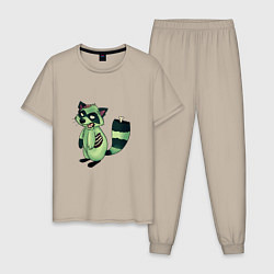 Мужская пижама Зеленый енот зомбак