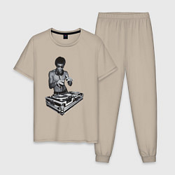 Пижама хлопковая мужская DJ Bruce Lee, цвет: миндальный