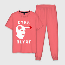 Пижама хлопковая мужская CS хэдшот, цвет: коралловый