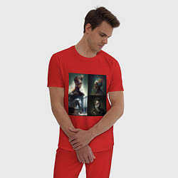 Пижама хлопковая мужская Люди-череп-конь, цвет: красный — фото 2
