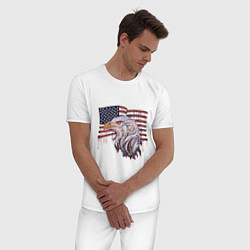 Пижама хлопковая мужская American eagle, цвет: белый — фото 2