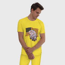 Пижама хлопковая мужская American eagle, цвет: желтый — фото 2