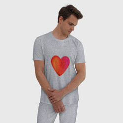 Пижама хлопковая мужская Красное Сердце любовь, цвет: меланж — фото 2