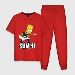 Пижама хлопковая мужская Sum41 Барт Симпсон рокер, цвет: красный