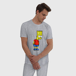 Пижама хлопковая мужская Недовольный Барт, цвет: меланж — фото 2
