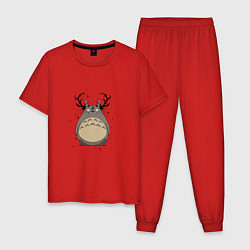 Пижама хлопковая мужская Тоторо-олень, цвет: красный