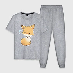 Пижама хлопковая мужская Милая лисичка смущается, цвет: меланж