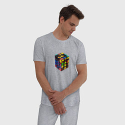 Пижама хлопковая мужская Кубик-рубик, цвет: меланж — фото 2