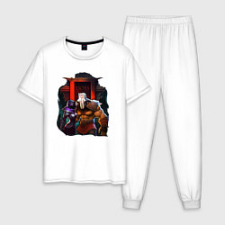 Пижама хлопковая мужская Templar Assassin and Juggernaut, цвет: белый