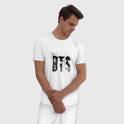 Пижама хлопковая мужская BTS logo, цвет: белый — фото 2