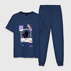 Пижама хлопковая мужская BTS Тэхен, цвет: тёмно-синий