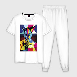 Пижама хлопковая мужская Salvador Dali: Neural network, цвет: белый