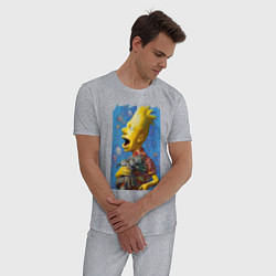 Пижама хлопковая мужская Bart Simpson and cats - нейросеть, цвет: меланж — фото 2