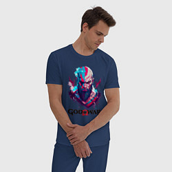 Пижама хлопковая мужская God of War, Kratos, цвет: тёмно-синий — фото 2