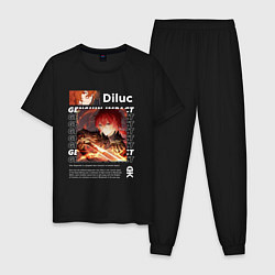 Пижама хлопковая мужская Genshin Impact Diluc, цвет: черный