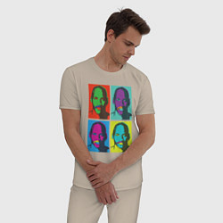 Пижама хлопковая мужская Майкл Джордан в стиле Уорхола 2на2, цвет: миндальный — фото 2