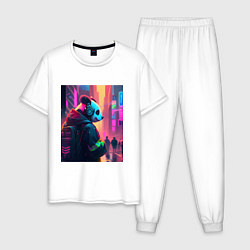 Пижама хлопковая мужская City panda, цвет: белый