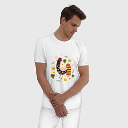 Пижама хлопковая мужская Забавный Петушок, цвет: белый — фото 2