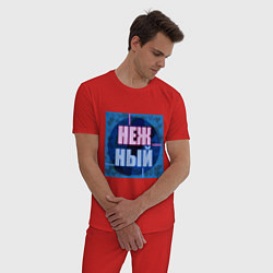 Пижама хлопковая мужская Нежный, неоновый текст, цвет: красный — фото 2