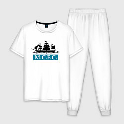 Пижама хлопковая мужская ФК Манчестер Сити корабль, цвет: белый