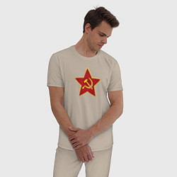 Пижама хлопковая мужская СССР звезда, цвет: миндальный — фото 2
