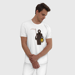 Пижама хлопковая мужская Смерть с косой и фонарём, цвет: белый — фото 2