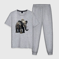 Пижама хлопковая мужская Украшенный слон, цвет: меланж