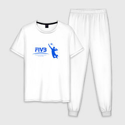 Пижама хлопковая мужская FIVB, цвет: белый
