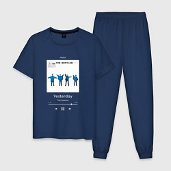 Пижама хлопковая мужская The Beatles Yesterday плеер, цвет: тёмно-синий