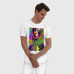 Пижама хлопковая мужская Энди Уорхол - автопортрет - поп-арт, цвет: белый — фото 2