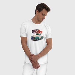 Пижама хлопковая мужская Американский пикап Chevrolet Thriftmaster, цвет: белый — фото 2