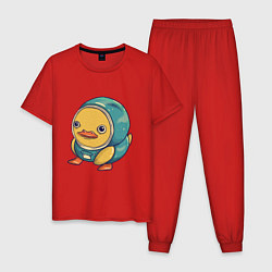 Пижама хлопковая мужская Утенок-блинчик, цвет: красный