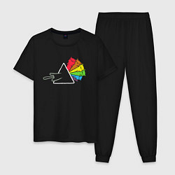 Пижама хлопковая мужская Pink Floyd коты, цвет: черный
