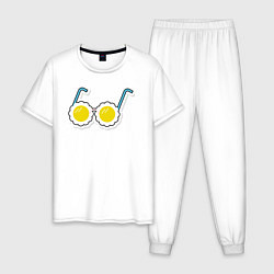 Пижама хлопковая мужская Веселая яичница, цвет: белый