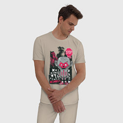 Пижама хлопковая мужская Bad Monkey, цвет: миндальный — фото 2