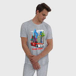Пижама хлопковая мужская Тачка в городе, цвет: меланж — фото 2