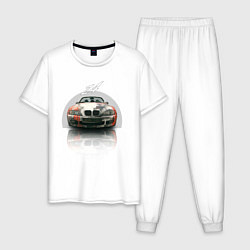 Пижама хлопковая мужская Немецкий люксовый автомобиль BMW Z4, цвет: белый