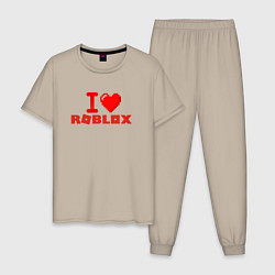 Пижама хлопковая мужская I love Roblox, цвет: миндальный