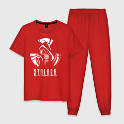 Пижама хлопковая мужская STALKER противогаз, цвет: красный