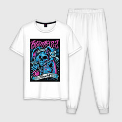 Пижама хлопковая мужская Blink 182 рок группа, цвет: белый