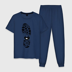 Пижама хлопковая мужская Туристический ботинок, цвет: тёмно-синий