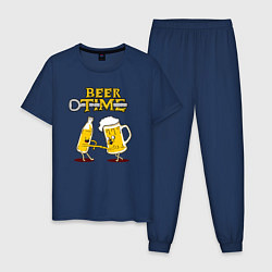 Пижама хлопковая мужская Beer time, цвет: тёмно-синий